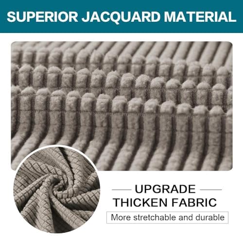 Turquoize 4 Piece Couch Covers for 3 Cushion Couch Sofa Pet Friendly Stretch Couch Cover for Dogs Washable Sofa Covers with Individual Couch Cushion Covers, Jacquard Fabric (3 Cushion Sofa, Taupe) - Image 3