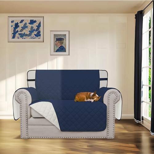Easy-Going Reversible Couch Cover, Chair 30 in, Navy/Ivory - Image 2