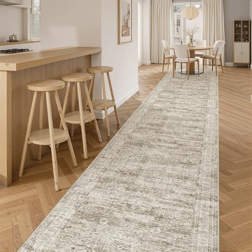 Soalmost Hallway Runner Rug 2'6" x 16' Washable Long Kitchen Rugs Brown - Image 2