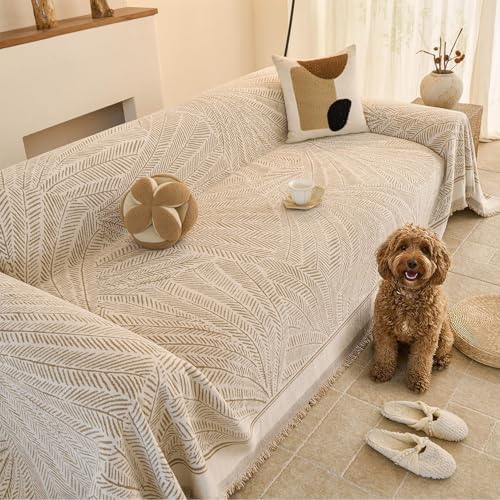 Couch Cover for Dogs Washable Sofa Cover, Sectional Couch Covers, Sofa Covers for 2 Cushion Couch, Non Slip Stripe Sofa Slipcovers Furniture Protector (Khaki, 91 * 118) by Unknown