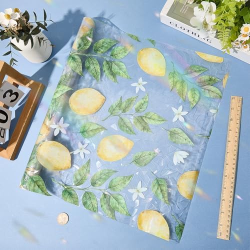 GORGECRAFT 39.4x17 Inch Lemon Rainbow Window Privacy Film 3D Static Flower Leaf Glass Cling Suncatcher Window Cover Plastic Non-Adhesive Reusable Sticker Prism Stained Window Decals for Room Home - Image 3