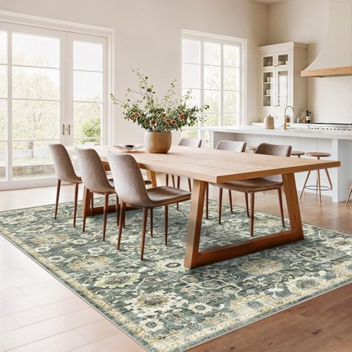AMADA HOMEFURNISHING 5x7 Area Rugs, Washable Living Room Rug Low-Profile with Non-Slip Backing & Durable Edge Binding, Vintage 5x7 Rugs for Living Room, Bedroom, Dining Room - Image 3
