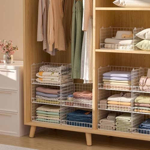 Yociyoga 5-Tier Stackable Closet Organizers and Storage Basket - Foldable Closet Shelf Organizer System, Space-Saving Clothes Storage Bins Drawer Organizer for Wardrobe, White (Patent 30022416) - Image 3