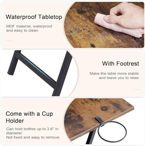 VECELO Folding TV Tray for Eating Set of 4, Portable Dinner/Snack Table with Cup Holder for Couch, Living Room and Small Space, Antique Brown - Image 5