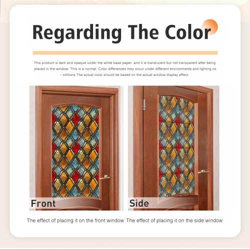 Window UV Protection Rainbow Privacy Film:Non-Adhesive Static Cling Decorative Window Film with Installation Tools,Stained Glass Window Film for Kitchen,Bathroom,and Shower Doors,16.9 x 39.4 inches. - Image 3