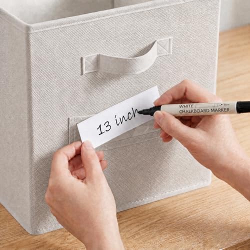 Storage Bins,13" Cube Storage Bin with Labels,10pcs,Beige - Image 4
