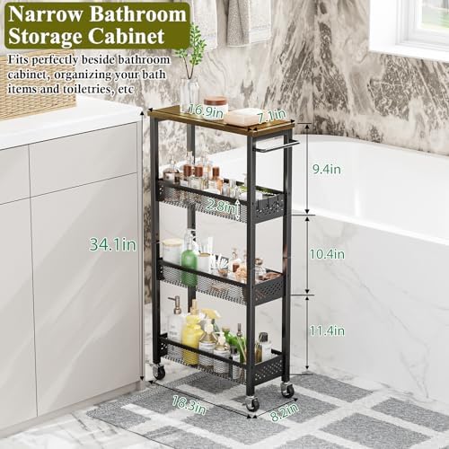 OKZEST 4-Tier Slim Rolling Storage Cart for Kitchen, Laundry Room, Bathroom - Image 5