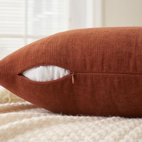 MIULEE Fall Rust Chenille Couch Throw Pillow Covers, 16x16 - Image 3