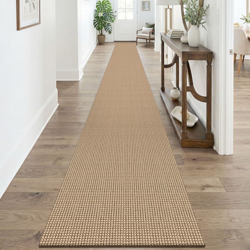 KOZYFLY Boho 2x20 Runners Rugs for Hallway, Extra Long Washable Runner Rug, Woven Non Slip Kitchen Runner, Cotton Entryway Rug, Floor Carpet for Entry, Aisle, Hall, Orange Beige/Tan/Brown by KOZYFLY