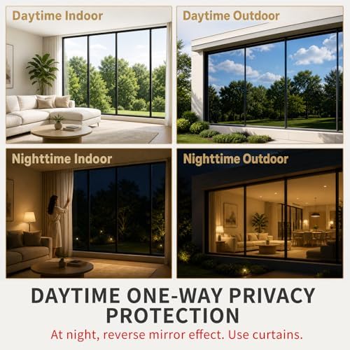 FILMGOO One Way Privacy Window Film Heat Control Mirror Tint 45.6Inx7.2Ft - Image 2
