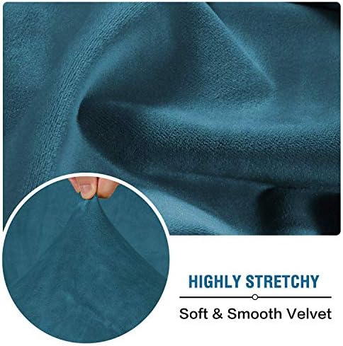 H.VERSAILTEX Velvet Stretch Couch Cushion Cover Plush Cushion Slipcover for Chair Loveseat Sofa Cushion Furniture Protector Seat Cushion Sofa Cover (2 Piece Large Sofa Cushion Covers, Deep Teal) - Image 5