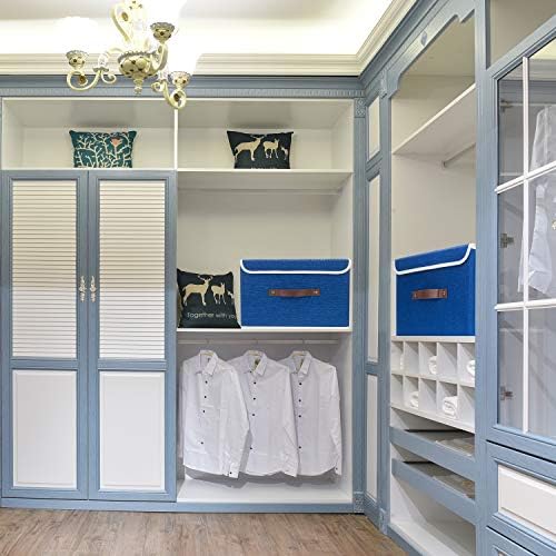 TYEERS Foldable Storage Boxes with Lids 5 Pack Fabric Storage Bins with Lids, Closet Organizers for Clothes Storage, Room Organization, Office Storage, Toys - Classic Blue - Image 4