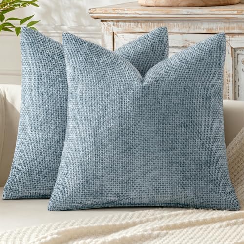 MIULEE Decorative Coastal Blue Euro Sham Pillow Covers 24x24 Inch 2 Pack by MIULEE