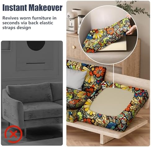 8Pcs Outdoor Cushion Covers, Stretch Patio Furniture Couch Chair Slipcovers - Image 5