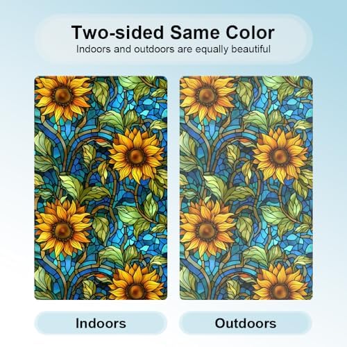 Window UV Protection Privacy Film:Non-Adhesive Static Cling Decorative Window Film with Installation Tools,Stained Glass Window Film for Kitchen,Study,Bathroom,and Shower Doors,17.7 x 39.4 inches. - Image 3