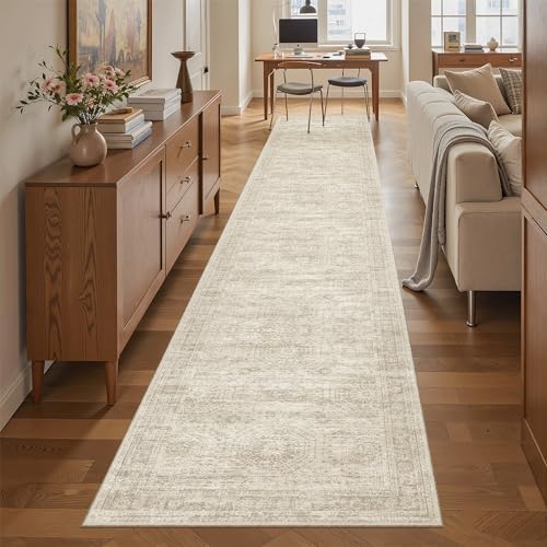 Soalmost Runner Rug 2x12 Washable Non-Slip Hallway Kitchen Runners Beige by Soalmost