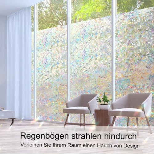 Volcanics Window Privacy Film, Stained Glass Rainbow Cling, 35.4" x 78.7" - Image 2
