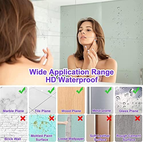 JUNEBRUSHS 8 Pack Self Adhesive Acrylic Mirror, 12 x 12 Inch Mirror Tiles - Image 5