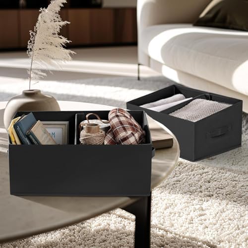 DIMJ Closet Storage Bins, 6 Pack Storage Baskets for Shelves, Foldable Closet Organizer with Handle, Linen Closet Organizers and Storage for Clothes, Toys, Towel, Books (Black) - Image 6
