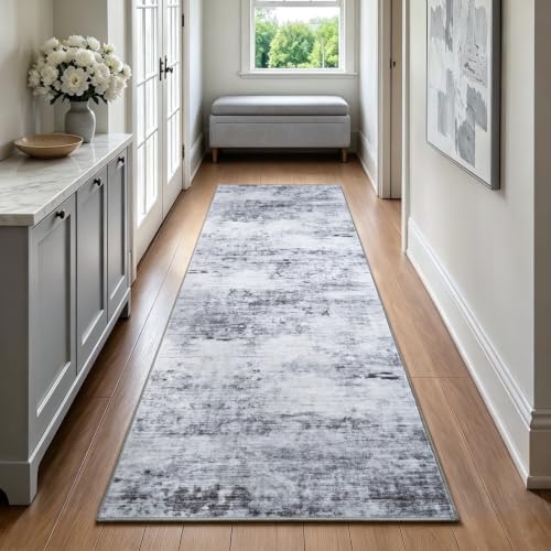 Toneed Washable 2x8 Non-Slip Runner Rug for Hallway Kitchen, Grey by Toneed