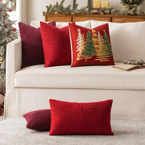 MIULEE Christmas Red Decorative Throw Pillow Covers for Couch 18x18 Inch - Image 5