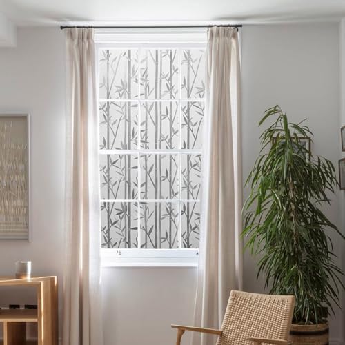 LEMON CLOUD Bamboo Frosted Glass Window Privacy Film, 23.6″ x 118.1″ - Image 2