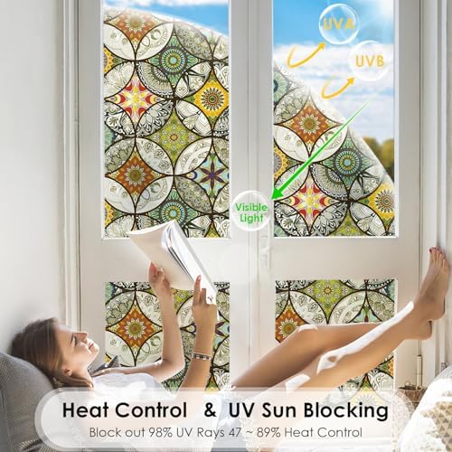 DKTIE Static Cling Decorative Window Film Easy to Install 35.4" x 118.1" - Image 3