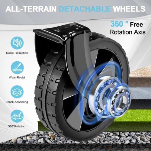 AMNOW 100L Collapsible Wagon Cart with All Terrain Wheels, 350LBS, Blue - Image 3