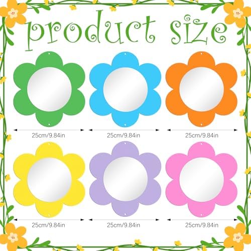 Xuhal 6 Pcs Flower Mirror Set Handmade Learning Tool Outdoor Sign for Sensory Gardens Sensory Rooms Garden Wall Decorations Spring Activitie - Image 2