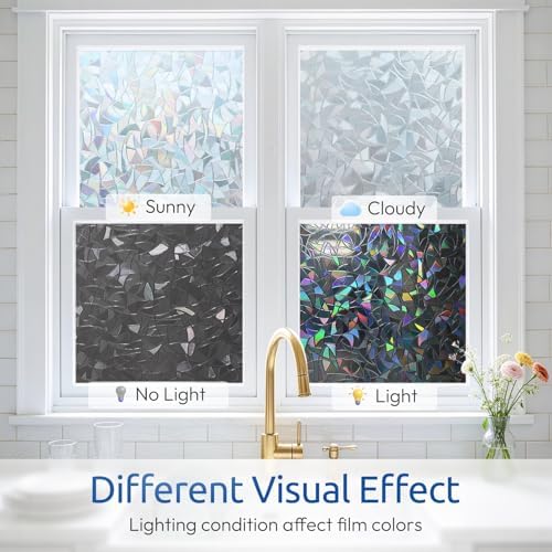 rabbitgoo Window Privacy Film Rainbow, Silver, 35.4" x 118.1" - Image 5