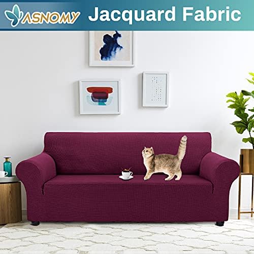 Asnomy Stretch Oversized Couch Covers for Sofa Slipcover,Wine Red - Image 2