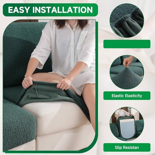 OHSIO Couch Cushion Covers for Sectional Sofa, Stretch Soft Sofa Slipcovers - Image 4