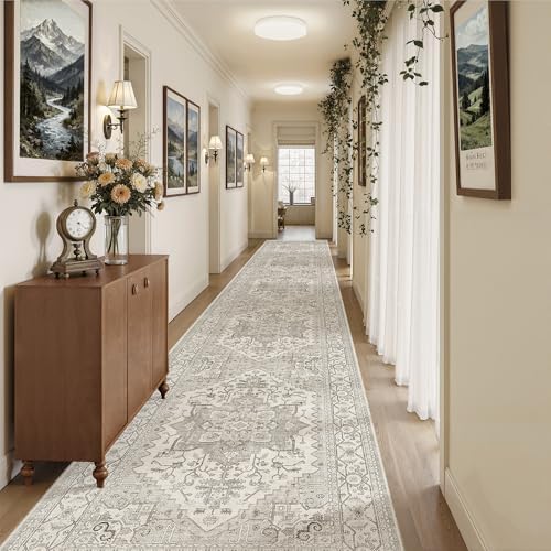 Madane Hallway Runner Rug 3x18 Washable Kitchen Runners 18ft, Beige/Brown - Image 3