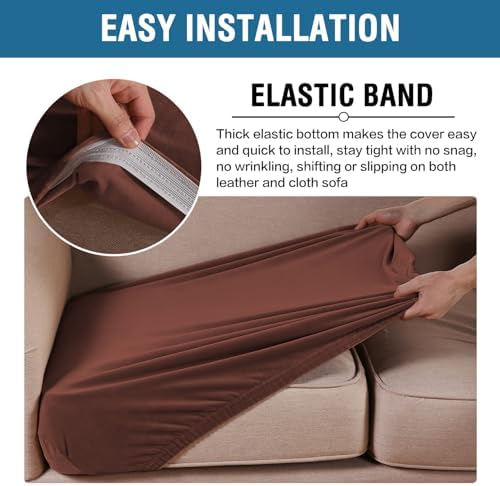 H.VERSAILTEX Velvet Stretch Couch Cushion Cover Plush Cushion Slipcover for Chair Loveseat Sofa Cushion Furniture Protector Seat Cushion Sofa Cover (3 Piece Sofa Cushion Covers, Burnt Brick) - Image 4