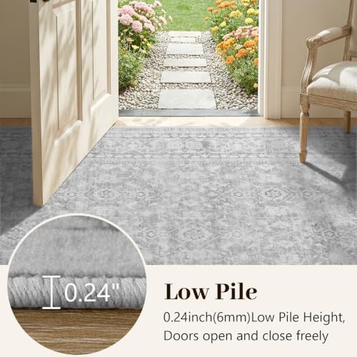 6x9 Ft Large Area Rugs for Living Room, Soft Non-Slip Machine Washable Rug, Vintage Stain Resistant Carpets for Bedroom Nursery Dining Room Home Decor (Grey) - Image 5