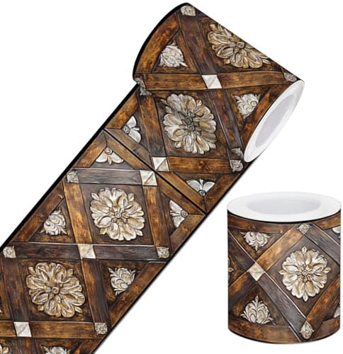 IVN Wallpaper Border Peel and Stick Wall Vintage Wood Carving 4x196 Inch | Wall Trim Self Adhesive Borders for Walls Mirror Border Frame Accent Strip for Bedroom Kitchen LivingRoom Decor by IVN