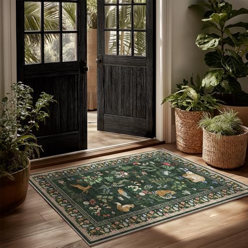 Machine Washable Throw Rugs for Entryway: Door Mat Indoor Entrance 2x3 Rug Small Area Rug Non-Slip Low Pile Soft Kitchen Rug for Front Door Indoor Entrance Entry Bedside Kids Room by palohom