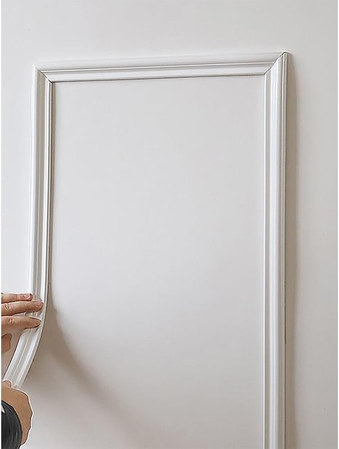 Peel and Stick Flexible Wall Molding Trim Self Adhesive Decorative Strips, DIY 3D Ceiling Trim for Home Décor on Cabinet Door Mirror Frame, 1.3in(W) ×16ft(L), White by LaRolls