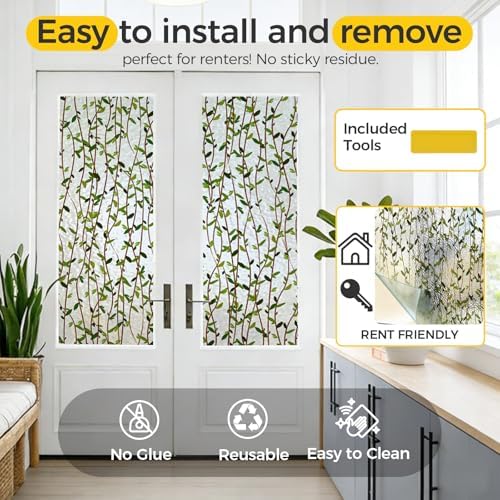 OHTMERU 3D Stained Glass Window Privacy Film Decorative Non-Adhesive - Image 5