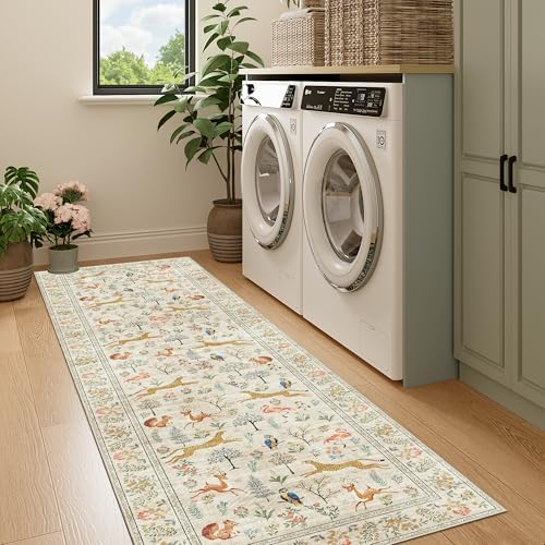 DUKINO 2x7 Runner Rug for Hallway, Washable Kitchen Rugs Non Slip, Beige - Image 7