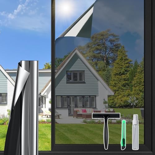 DOWELL One Way Window Privacy Film, Window Tint with Tools, Black Silver by DOWELL
