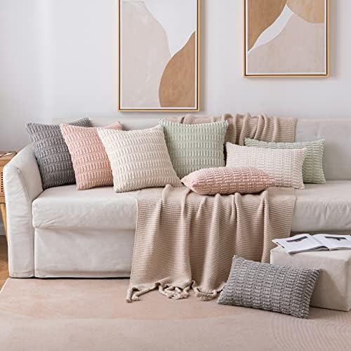 MIULEE Pack of 2 Corduroy Decorative Throw Pillow Covers 12x20 Inch Soft Boho Striped Pillow Covers Modern Farmhouse Home Decor for Spring Sofa Living Room Couch Bed Pink - Image 5