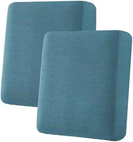 H.VERSAILTEX Super Stretch Individual Seat Cushion Covers Sofa Covers Couch Cushion Covers Slipcover Sets Thick Jacquard Textured Twill Fabric (2 Piece Medium Sofa Cushion Covers, Storm Blue) by HVERSAILTEX