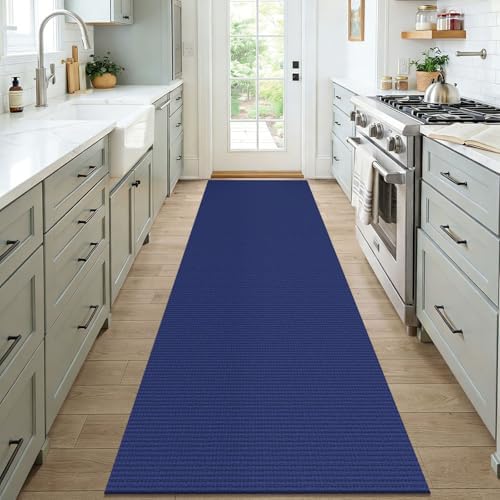 KOZYFLY Woven 3x7 Washable Kitchen Runner Rug, Non Slip Wide Runners for Hallway, Cotton Entryway Runner, Braided Floor Carpet for Entry, Kitchen, Bedside, Hall, Deep Navy Blue - Image 2