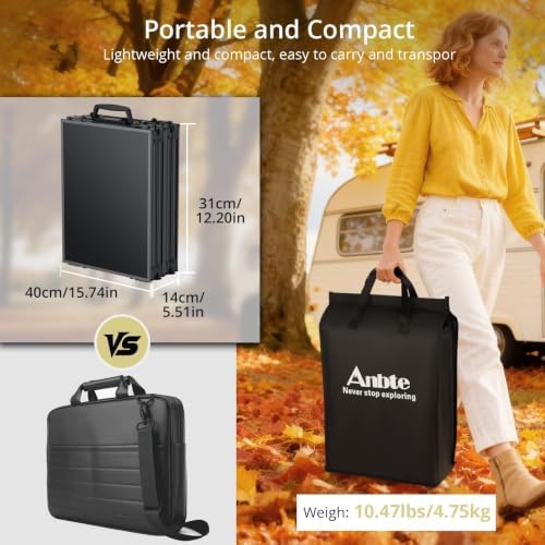 Anbte 4-Fold Camping Table, 46” X 16” Portable Folding Camping Table, Black - Image 5