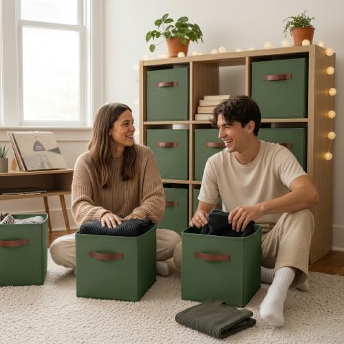 GRANNY SAYS 11 Inch Cube Storage Bins, Cube Organizer, Olive Green, 6-Pack - Image 6