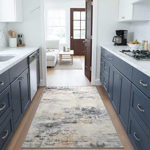 Toneed 3x5 Washable Non Slip Area Rugs for Bedroom Living Room, Grey/Brown - Image 2