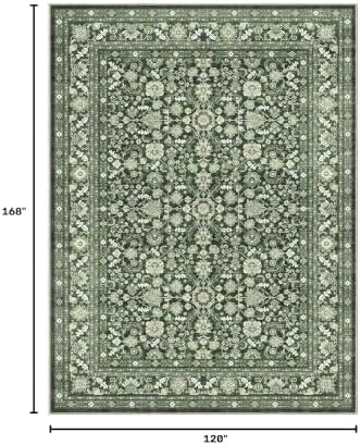 OPPODREAM Vintage Dark Green Area Rugs 10x14, Washable Rug for Living Room - Image 2