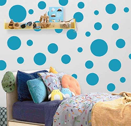 Polka Dot Wall Decals (63) Girls Room Wall Decor Stickers, Wall Dots, Vinyl Circle Peel & Stick DIY Bedroom, Playroom, Kids Room, Baby Nursery Toddler to Teen Bedroom Decoration Gift 3"-6.5" (Teal) - Image 5