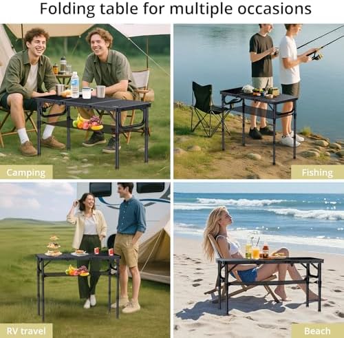 Anbte Folding Camping Table with Storage Net, 3ft Portable Table, 35" x 16" - Image 6